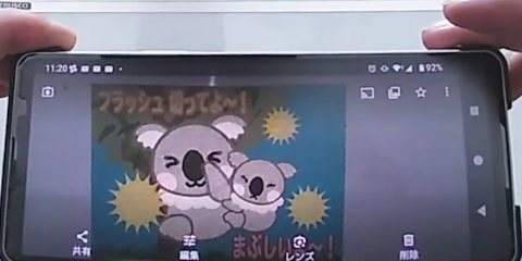 フラッシュ撮影によって起こる悪影響が伝わる演出